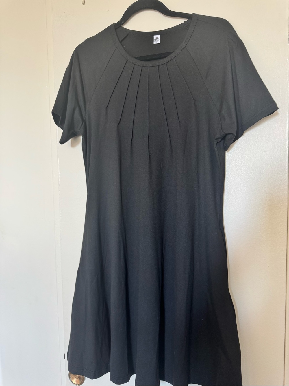 Women’s Black Pleated Short-Sleeve Top
